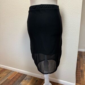 Maite Perroni Elegant Black Sheer Skirt - Size Medium